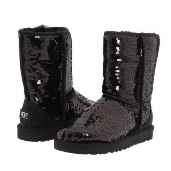 UGG Shoes - Short Black Sparkle Uggs SIZE 8